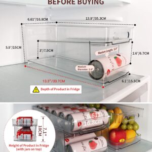 Zyerch 2 Pack Rolling Soda Can Dispenser for Refrigerator with 1 Pack Ice Ball Maker, Pantry Organization and Storage 2-Layer Beverage Holder for Fridge, Clear
