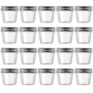 novelinks 4 ounce clear plastic jars containers with screw on lids - refillable round empty plastic slime storage containers for kitchen & household storage - bpa free (20 pack)