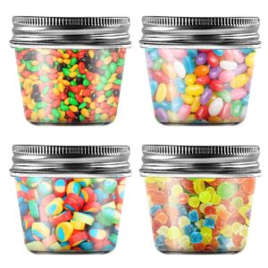 novelinks 4 Ounce Clear Plastic Jars Containers With Screw On Lids - Refillable Round Empty Plastic Slime Storage Containers for Kitchen & Household Storage - BPA Free (20 Pack)