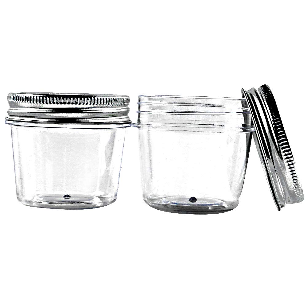 novelinks 4 Ounce Clear Plastic Jars Containers With Screw On Lids - Refillable Round Empty Plastic Slime Storage Containers for Kitchen & Household Storage - BPA Free (20 Pack)