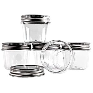 novelinks 4 Ounce Clear Plastic Jars Containers With Screw On Lids - Refillable Round Empty Plastic Slime Storage Containers for Kitchen & Household Storage - BPA Free (20 Pack)