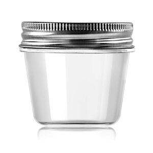 novelinks 4 Ounce Clear Plastic Jars Containers With Screw On Lids - Refillable Round Empty Plastic Slime Storage Containers for Kitchen & Household Storage - BPA Free (20 Pack)