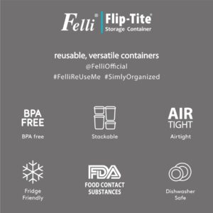 Felli Flip Tite Airtight Food Storage Container with Lid 4” Regular-L Lock Top Stackable Acrylic Kitchen Canister Jar for Pantry Cupboard Organizer Nuts Snack Cracker Pet Treats for Cat Dog (1.3 qt)