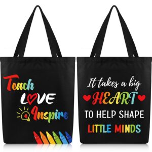 xuniea 2 pcs teacher appreciation tote bag, teacher gifts idea funny reusable canvas bag for first end day of school (simple style)