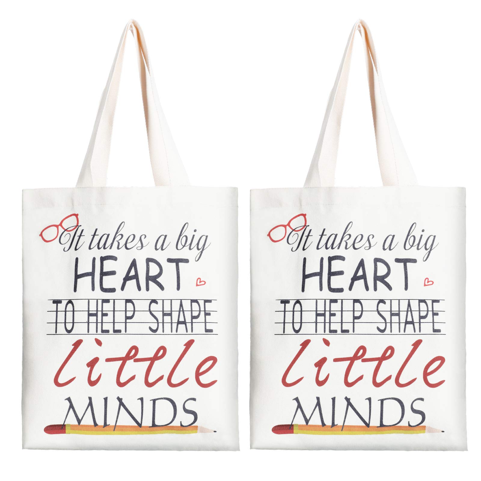 Weewooday 2 Pcs Teacher Appreciation Gifts Canvas Tote Bags Graduation Gifts for Women Teacher Travel Grocery Bag