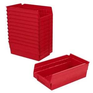 akro-mils 30130 plastic organizer and storage bins for refrigerator, kitchen, cabinet, or pantry organization, 12-inch x 6-inch x 4-inch, red, 12-pack