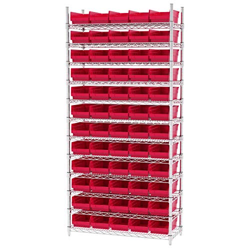 Akro-Mils 30130 Plastic Organizer and Storage Bins for Refrigerator, Kitchen, Cabinet, or Pantry Organization, 12-Inch x 6-Inch x 4-Inch, Red, 12-Pack