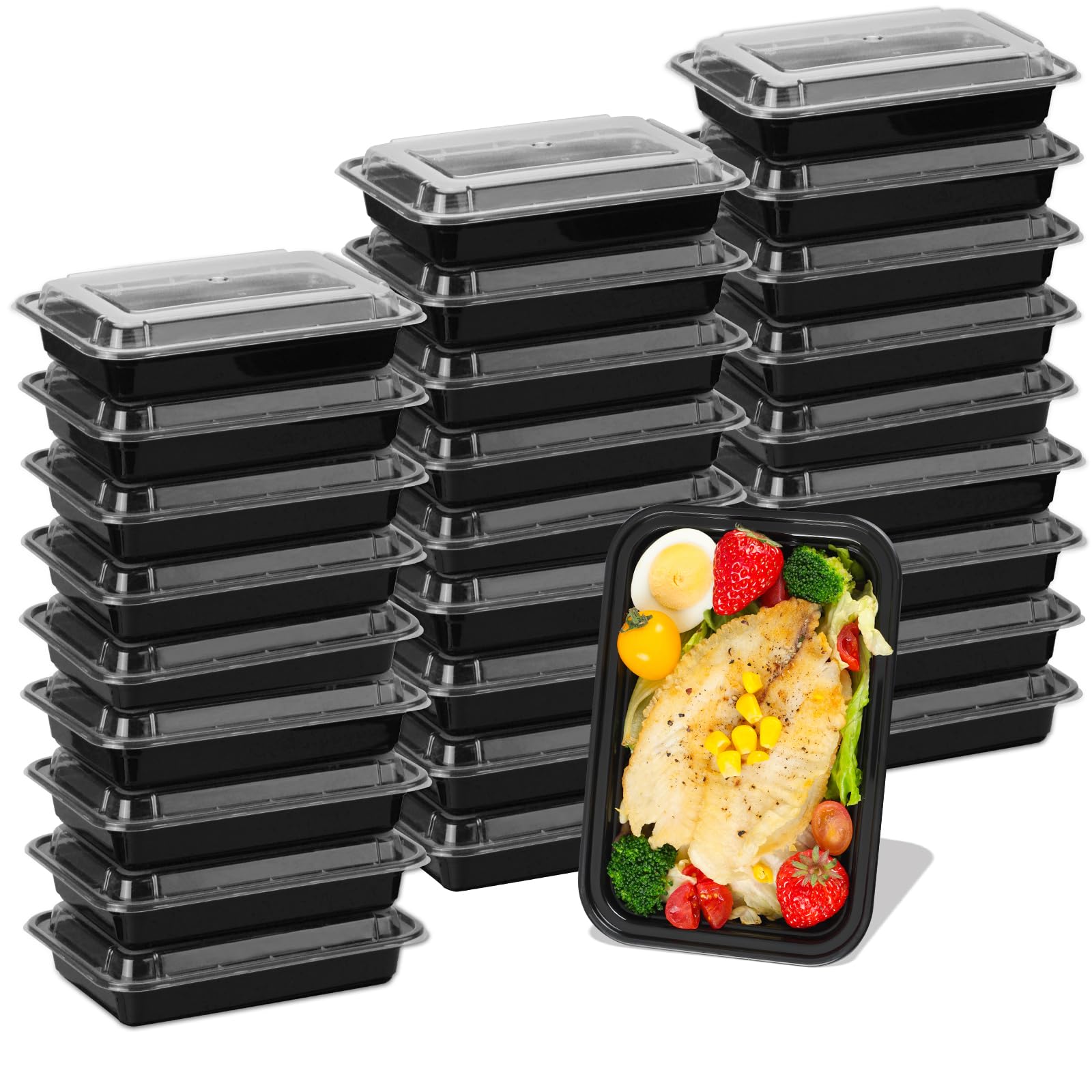 Moretoes 30 Pack 28Oz Meal Prep Containers, Plastic Food Storage Containers with Lids, Bento Box, BPA Free, Stackable, Microwave/Dishwasher/Freezer Safe