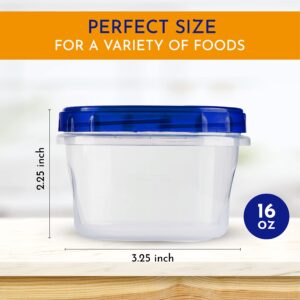 AQUA BLUE Soup Freezer Storage Containers With Twist Top lids [16 Oz - 10 Pack] Reusable Plastic Food Container with Screw On Lids, leak proof, Airtight, Stackable, Microwave Safe BPA Free