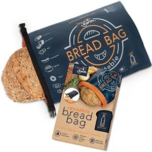 think4earth – bread bag - reusable freezer bread bag for homemade bread maker gift giving - bread container for sourdough loafs storage, large bread bags for homemade bread with double lining