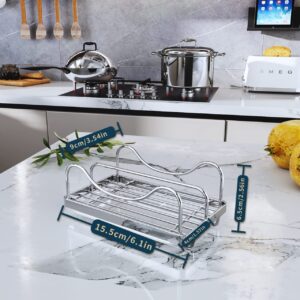 Consumest Sponge Holder for Kitchen Sink, Movable Sink Caddy for Countertop Organizer, 304 Stainless Steel Sink Sponge Holder with Detachable Drip Tray for Kitchen Accessories-Silver