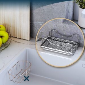 Consumest Sponge Holder for Kitchen Sink, Movable Sink Caddy for Countertop Organizer, 304 Stainless Steel Sink Sponge Holder with Detachable Drip Tray for Kitchen Accessories-Silver