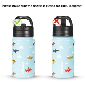 BJPKPK Water Bottle with Straw Lid, 15oz Insulated Water Bottle, Stainless Steel Metal Water Bottles, Reusable Leak Proof BPA Free Thermos, Flask, Cups, Aircraft