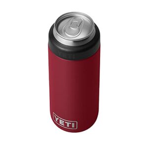 yeti rambler 12 oz. colster slim can insulator for the slim hard seltzer cans, harvest red