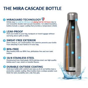 MIRA 17 Oz Stainless Steel Vacuum Insulated Water Bottle - Double Walled Cola Shape Thermos - 24 Hours Cold, 12 Hours Hot - Reusable Metal Water Bottle - Leak-Proof Sports Flask - Hawaiian Blue