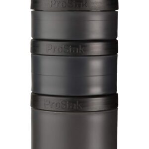 BlenderBottle ProStak Twist n’ Lock Storage Jars Expansion 3-Pak with Removable Handle, 100cc+150cc+250cc, Black