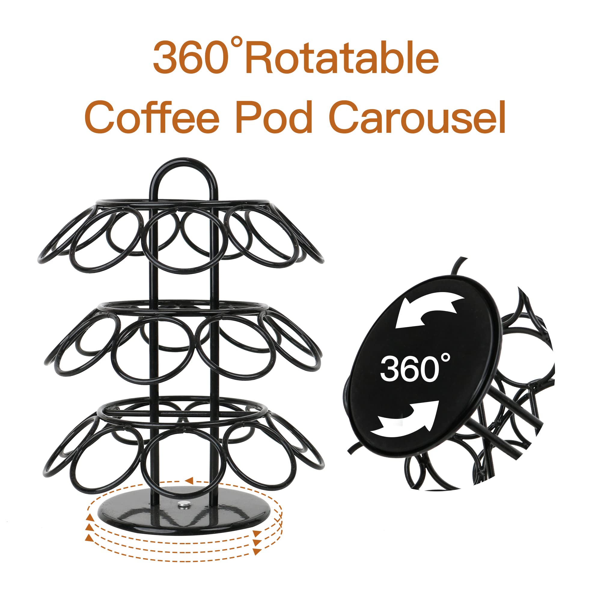 Keurig Pod Holder, K Cup Holder, K Cup Organizer, ZECENN Coffee Pod Carousel for Keurig Pods, Coffee Pods Storage Rack Compatible with k-cup Pods - Holds 35 Keurig Pods, No Assembly Required