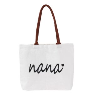 d dasawan canvas nana tote bag - reusable grocery bag for mother’s day,grandma birthday gifts,shopping,travel