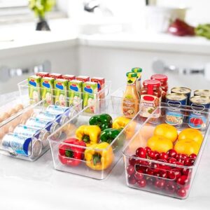 Vtopmart Set of 8 Fridge Organizer, Refrigerator Organizer Bins with Handles, Freezer Organizer Clear Organizing Bins, BPA-Free Fridge Storage Containers for Fridge, Freezer, Cabinet, Kitchen, Pantry