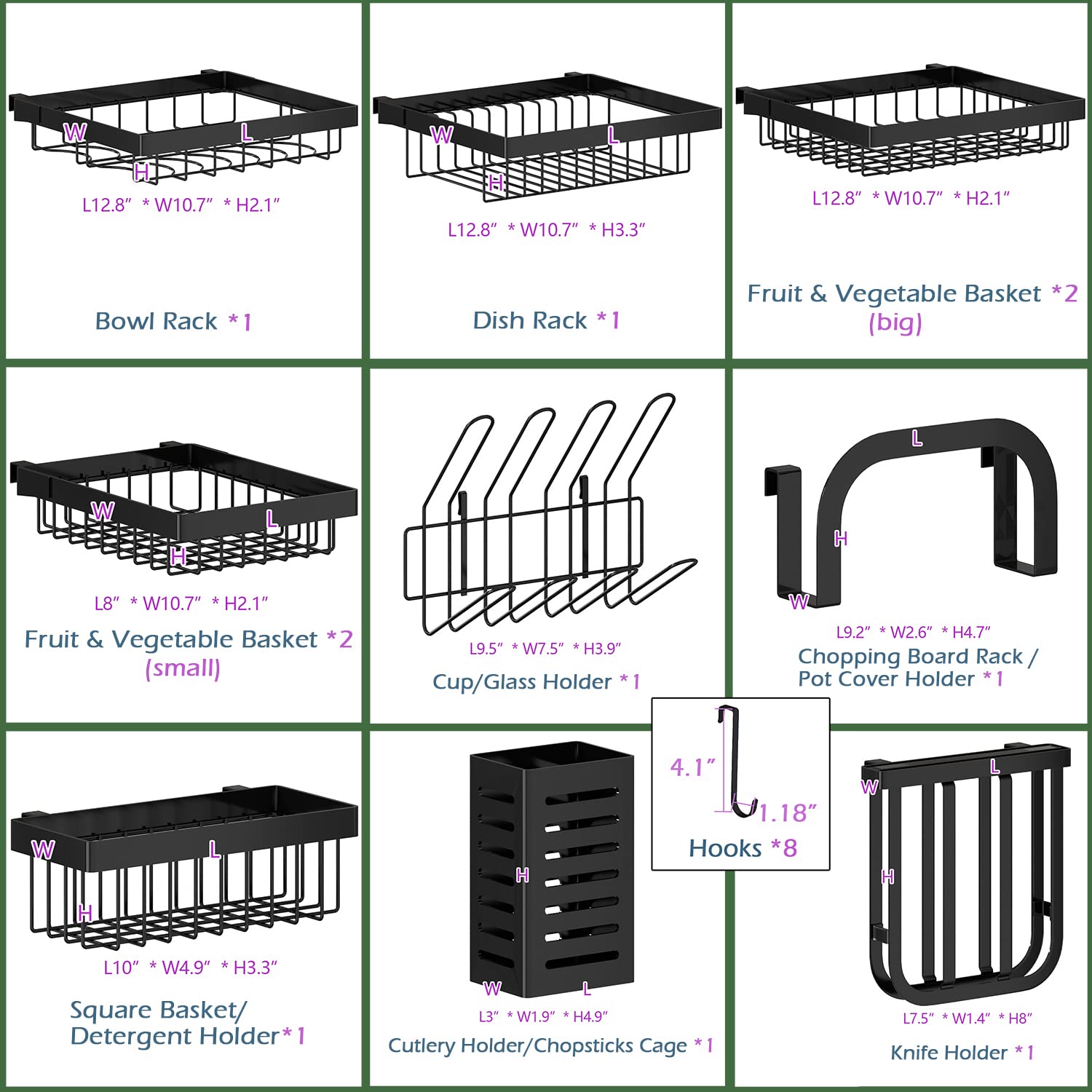 PUSDON Over Sink Dish Drying Rack (34"-45") 3 Tier, 2 Cutlery Holders Adjustable Dish Drainer for Kitchen Storage Countertop Organization, Stainless Steel Space Save Shelf (Sink Size≤44inch, Black)