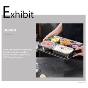 Tofficu Portion Control Divided Bento Box: Stainless Steel Diet Plates Dinner Tray with Lid Food Separator Dish Food Control Tray for Kids Adult Dessert Lunch Pasta Sauce