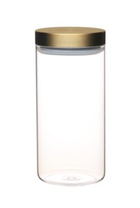 masterclass kitchencraft airtight glass food storage jar with brass lid, transparent, 1.5 l (2.75 pints)