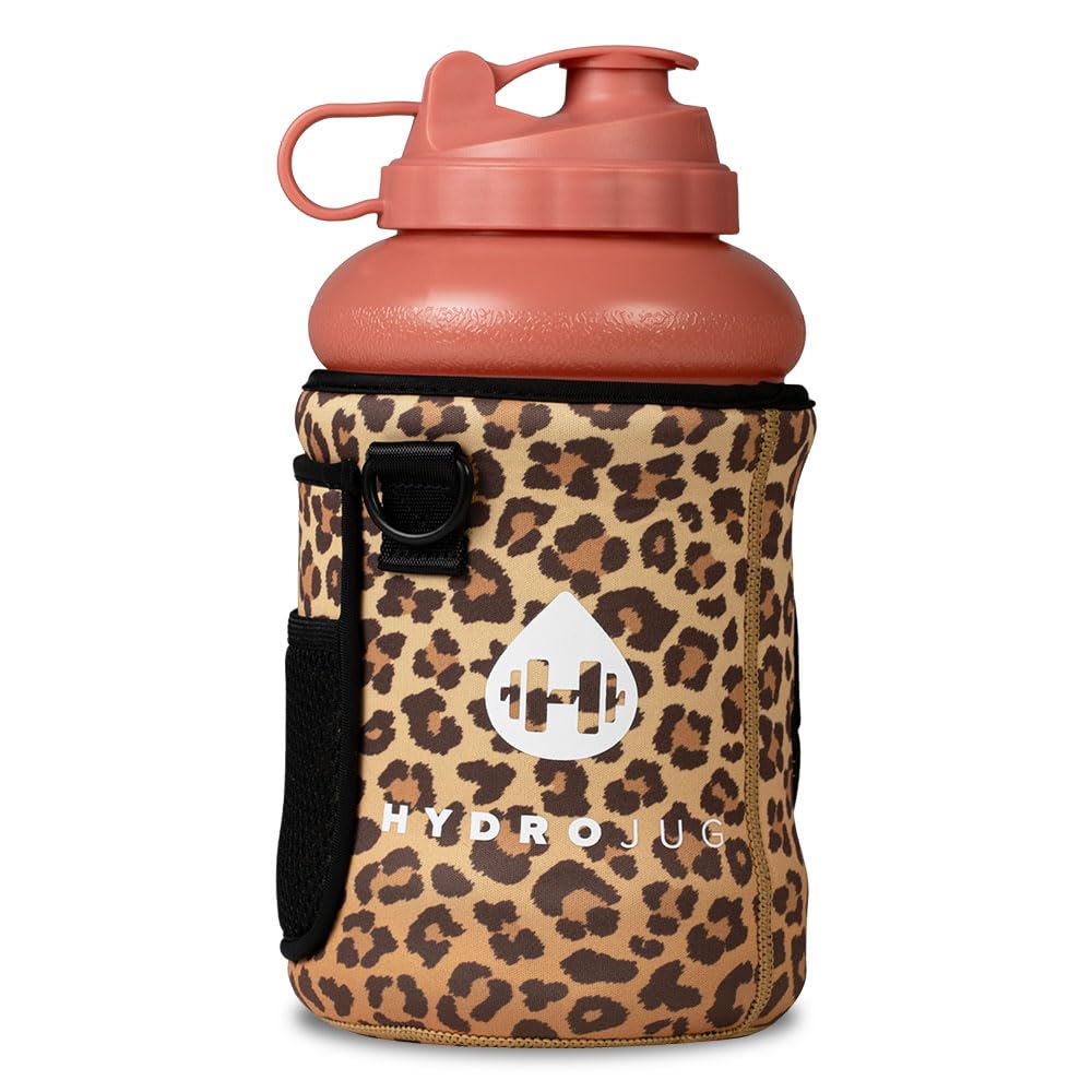 HydroJug Half Gallon (64oz) Water Bottle, Sleeve, and Straw Bundle - Leakproof, Durable Jug w/Pocketed Insuator Sleeve & Shoulder Strap - Great For On-The-Go Hydration - Dishwasher Safe, BPA Free