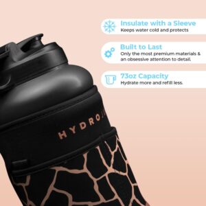 HydroJug Half Gallon (64oz) Water Bottle, Sleeve, and Straw Bundle - Leakproof, Durable Jug w/Pocketed Insuator Sleeve & Shoulder Strap - Great For On-The-Go Hydration - Dishwasher Safe, BPA Free