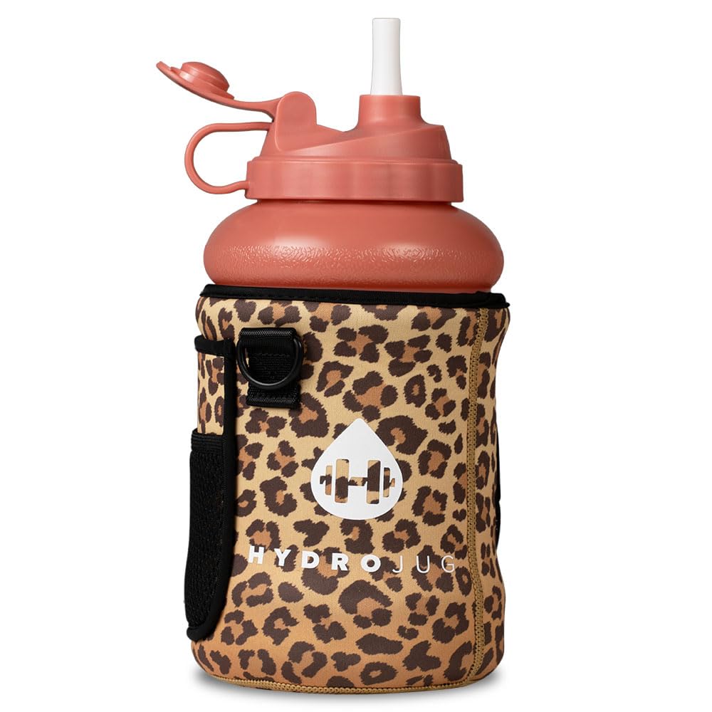 HydroJug Half Gallon (64oz) Water Bottle, Sleeve, and Straw Bundle - Leakproof, Durable Jug w/Pocketed Insuator Sleeve & Shoulder Strap - Great For On-The-Go Hydration - Dishwasher Safe, BPA Free