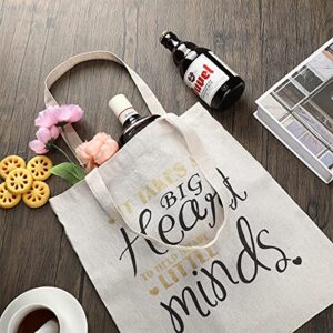 Frienda 4 Pieces Teacher Canvas Bags Teacher Tote Bag Teachers Appreciation Present for Travel Grocery Shopping