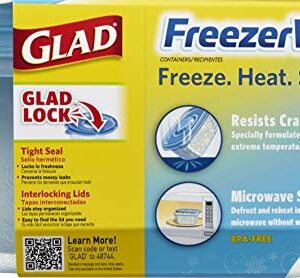 Gladware Freezerware Food Storage Containers, Large | Rectangle Food Storage Containers for Everyday Use | Food Containers Safe for Freezer, Hold up to 64 Ounces of Food, 2 Count Set,Blue