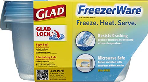 Gladware Freezerware Food Storage Containers, Large | Rectangle Food Storage Containers for Everyday Use | Food Containers Safe for Freezer, Hold up to 64 Ounces of Food, 2 Count Set,Blue