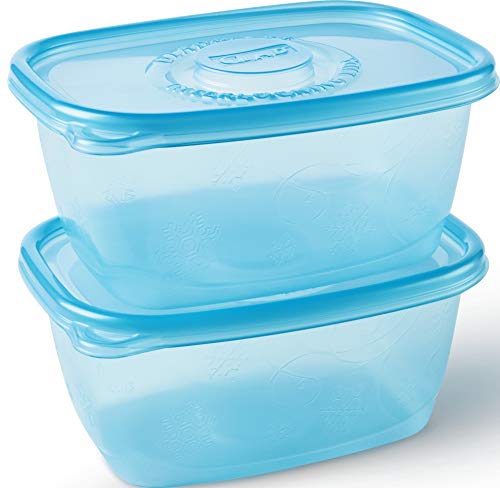 Gladware Freezerware Food Storage Containers, Large | Rectangle Food Storage Containers for Everyday Use | Food Containers Safe for Freezer, Hold up to 64 Ounces of Food, 2 Count Set,Blue