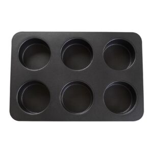 elesinsoz 6 cup straight edge 2.6 inch muffin cupcake pan nonstick whoopie pie egg frittata cornbread quiche cheesecake biscuit cake baking tin tray mold for toaster oven air fryer