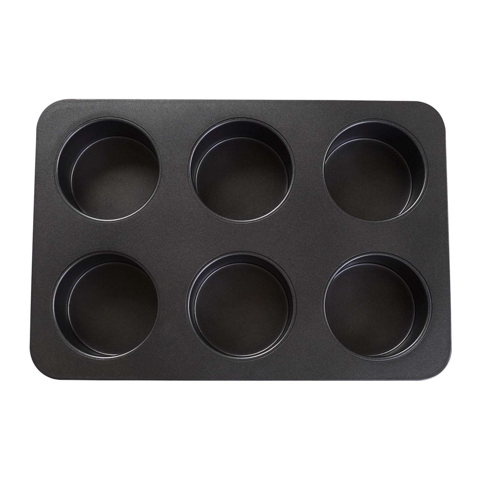 Elesinsoz 6 Cup Straight Edge 2.6 inch Muffin Cupcake Pan Nonstick Whoopie Pie Egg Frittata Cornbread Quiche Cheesecake Biscuit Cake Baking Tin Tray Mold for Toaster Oven Air Fryer