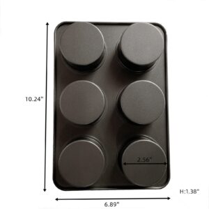 Elesinsoz 6 Cup Straight Edge 2.6 inch Muffin Cupcake Pan Nonstick Whoopie Pie Egg Frittata Cornbread Quiche Cheesecake Biscuit Cake Baking Tin Tray Mold for Toaster Oven Air Fryer