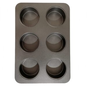 Elesinsoz 6 Cup Straight Edge 2.6 inch Muffin Cupcake Pan Nonstick Whoopie Pie Egg Frittata Cornbread Quiche Cheesecake Biscuit Cake Baking Tin Tray Mold for Toaster Oven Air Fryer