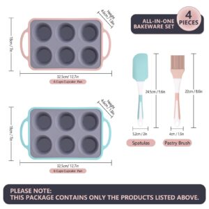 Silicone Muffin Pan, 6 Cups Cupcake Pan, Nonstick Silicone Muffin Tin, Mini Muffin Pan BPA Free And Dishwasher Safe, Great For Making Muffin Cakes, Tart, Bread (6 Cups,2 Pcs)