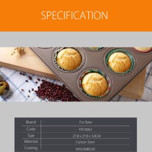 For Bake Carbon Steel Nonstick Bakeware Muffin Pan (9-Cup)
