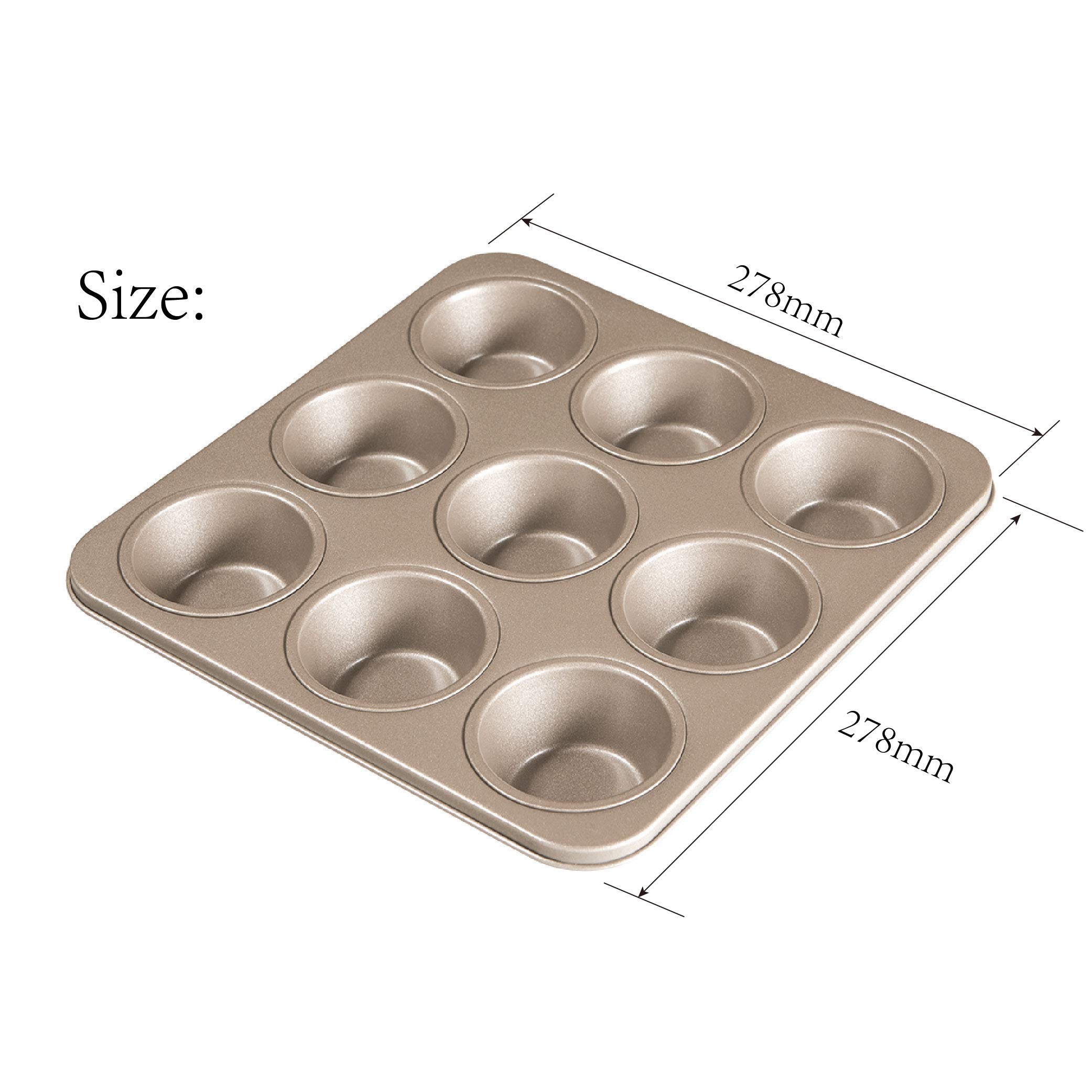 For Bake Carbon Steel Nonstick Bakeware Muffin Pan (9-Cup)