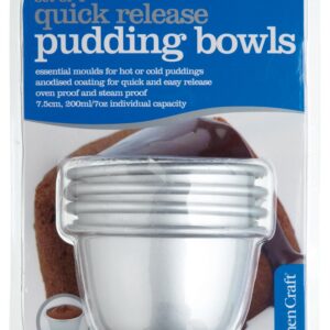 KitchenCraft Mini Pudding Moulds, Anodised Aluminium, 7.5 cm, Set of 4