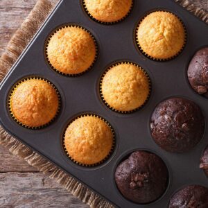 12 Cups Muffin and Cupcake Pan, Nonstick Brownie Cake Pan, Carbon Steel bakeware for Oven Baking Gray