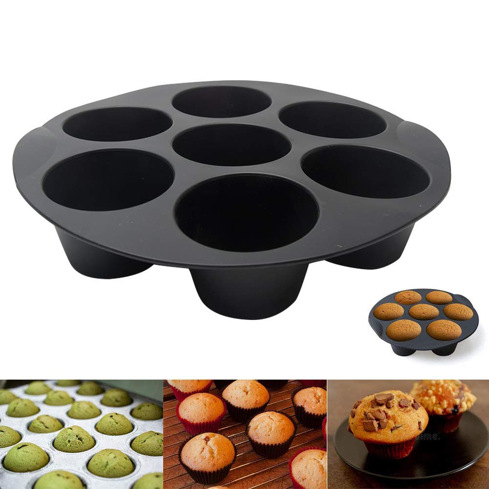 7 Cup Air Fryer Muffin Pan, 21cm Non-Stick Silicone Muffin Cake Cups Cupcake Baking Mold for Air Fryer Accessories, Perfect for Eggs Muffin, Cupcake Molds, Dishwasher Safe