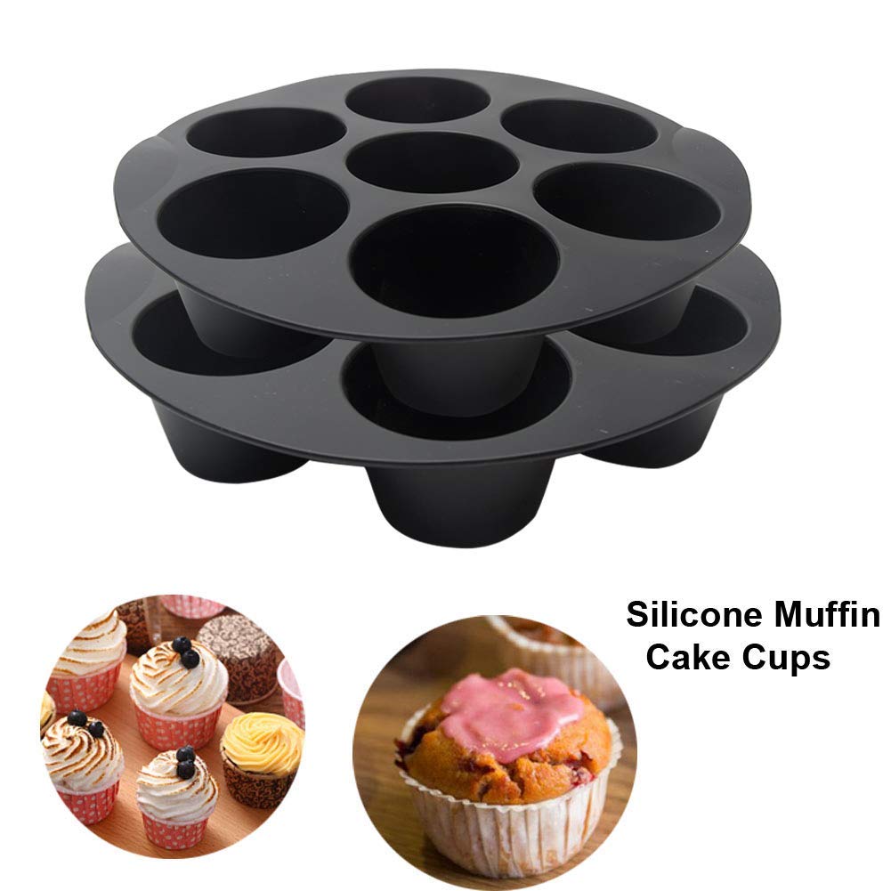 7 Cup Air Fryer Muffin Pan, 21cm Non-Stick Silicone Muffin Cake Cups Cupcake Baking Mold for Air Fryer Accessories, Perfect for Eggs Muffin, Cupcake Molds, Dishwasher Safe