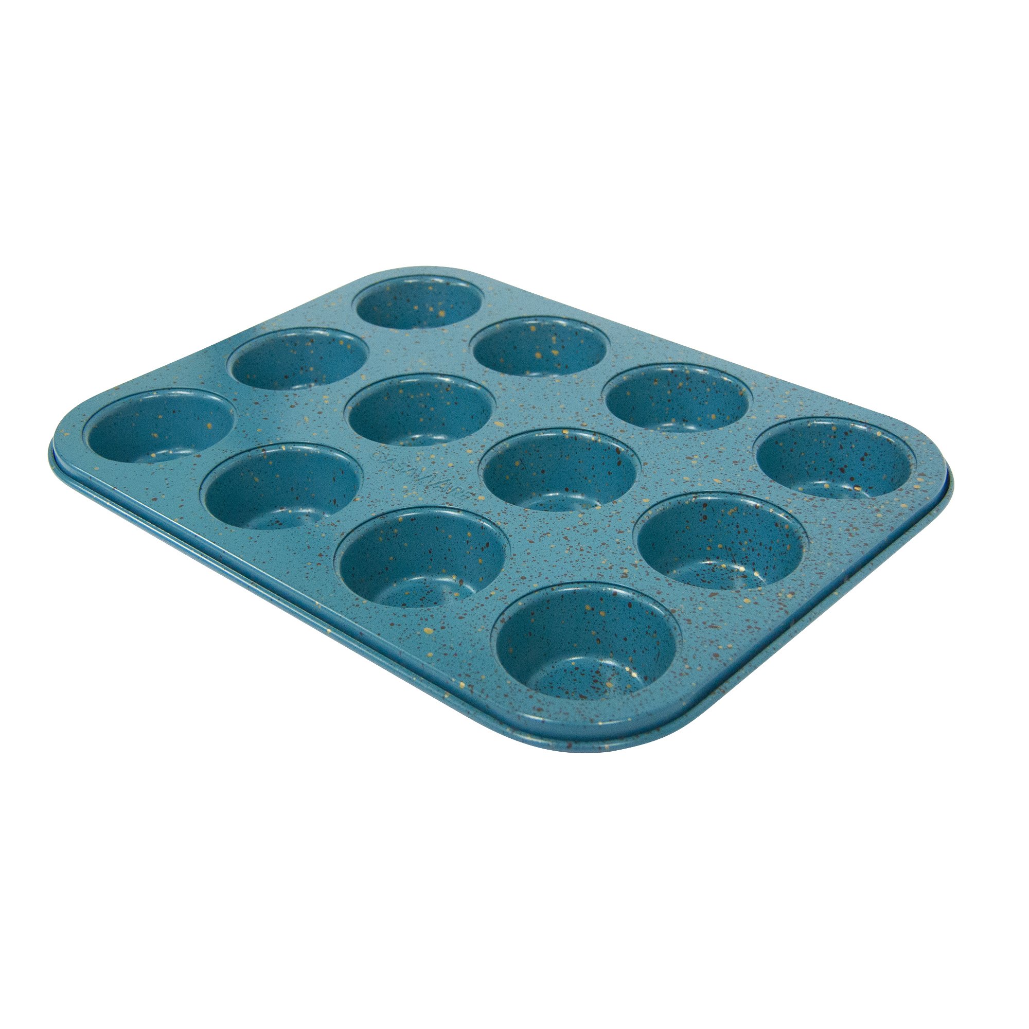 casaWare Mini Muffin Pan 12 Cup Ceramic Coated Non-Stick (Blue Granite)