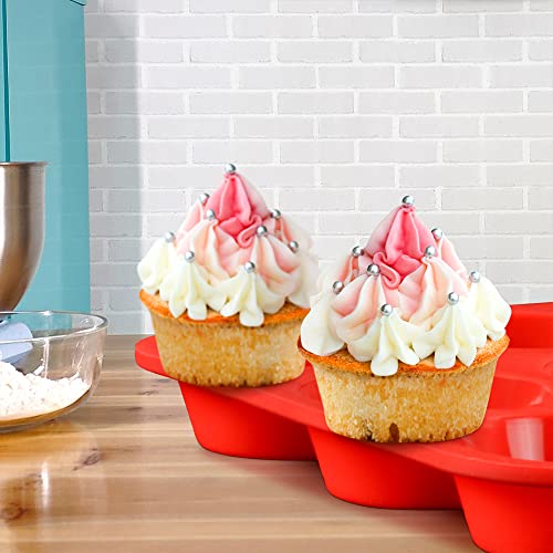 CAKETIME Silicone Muffin Pan, 12-Cup Cupcake Pan for Baking Muffin, Cake, Fat Bomb, 2-Pack Nonstick BPA Free