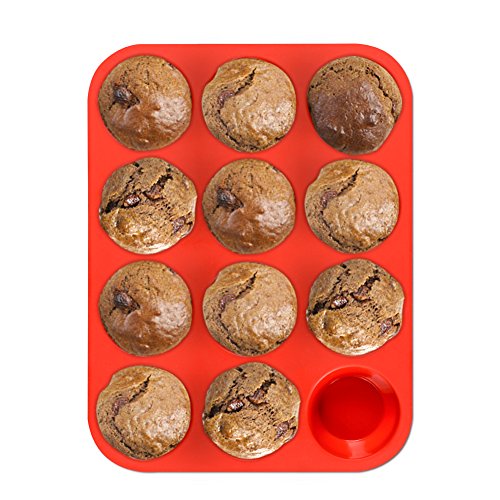 CAKETIME Silicone Muffin Pan, 12-Cup Cupcake Pan for Baking Muffin, Cake, Fat Bomb, 2-Pack Nonstick BPA Free