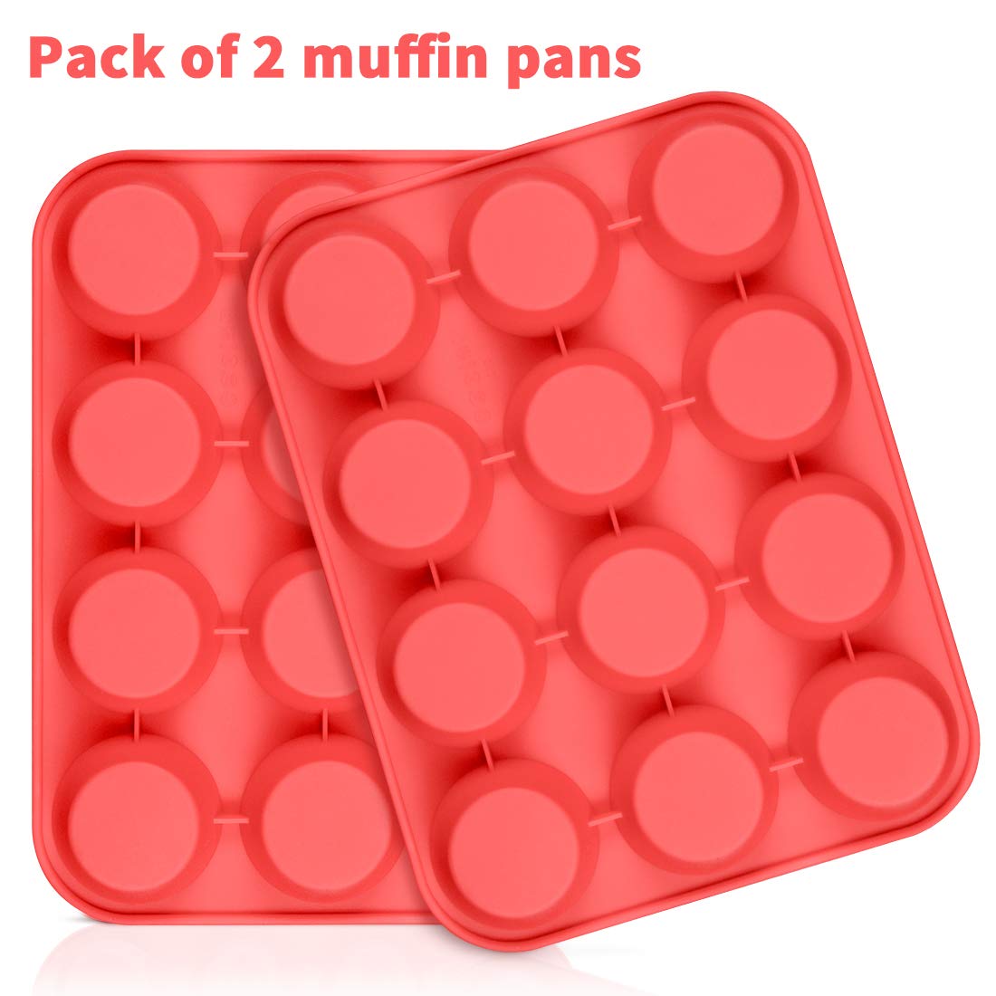 FUNBAKY Silicone Muffin Pan, European LFGB 12 Cups Cupcake Pan, 2-Pack Muffin Tin for Muffin, Cupcake, Fat Bomb, Egg Muffin, 100% Food Grade Silicone Molds