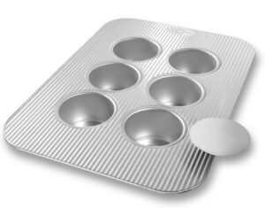usa pan bakeware mini cheesecake pan with removable bottom, 6 well, nonstick & quick release coating, made in the usa from aluminized steel