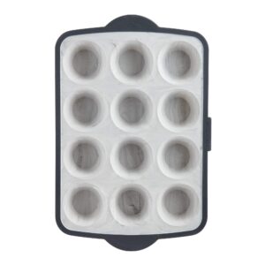trudeau structure pro standard muffin pan, 12 cavity silicone bakeware, marble